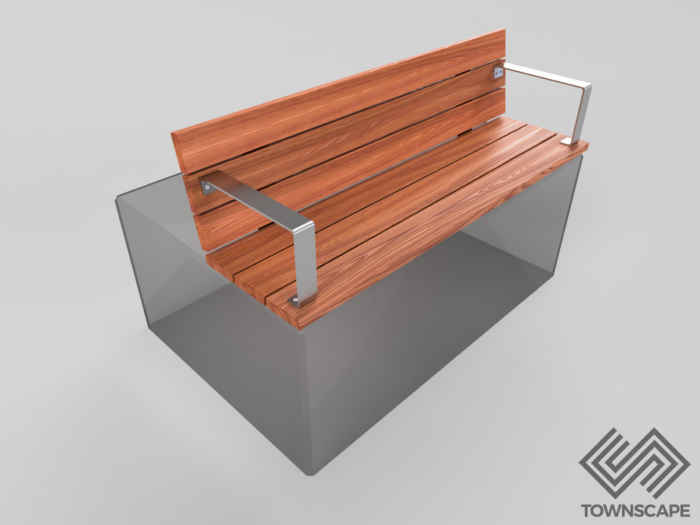 CT Concrete Block Seat Top With Half Hardwood Seat, Backrest and Armrests Option 1